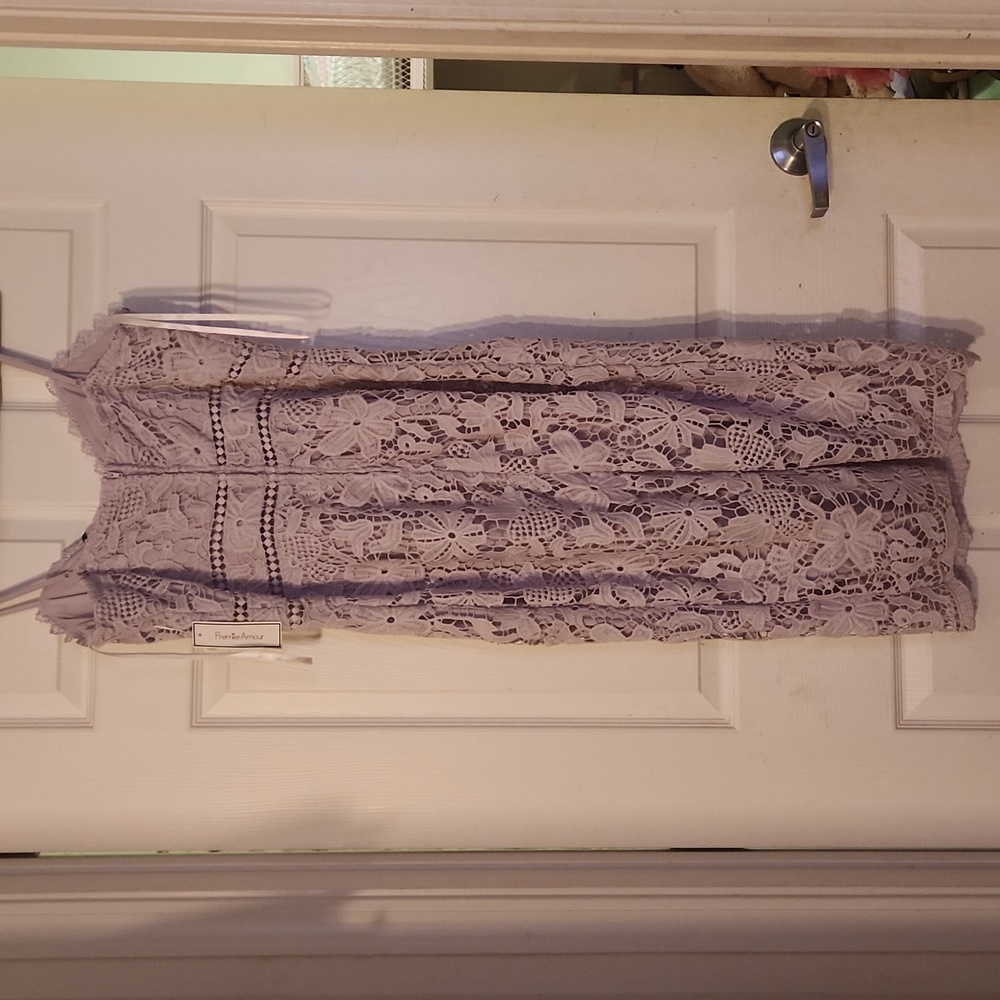 Lilac lavender open lace midi dress - Picture 6 of 7